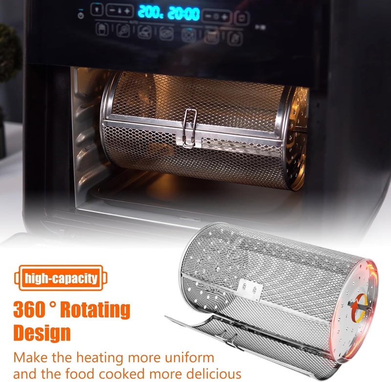 Grilldent Rotatable Grilled Cage Air Fryer Oven Basket,360 Degree Heating Rotating Cages Rotisserie Basket for Baking Nuts, Coffee Beans, Peanut or BBQ Roaster Tool, Food Grade Stainless Steel (140mm*230mm) - Image 5